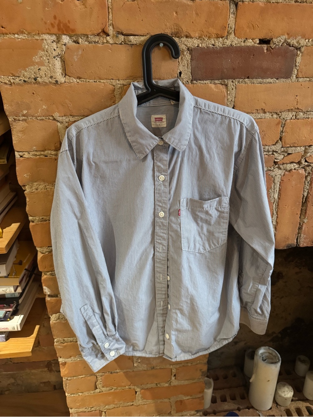 Levi's Boyfriend Blue and White Striped Button-Up Shirt